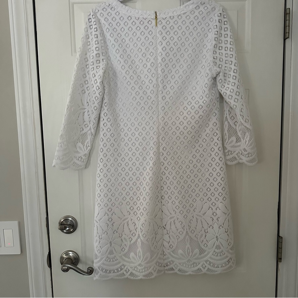 Lilly Pulitzer Mara Resort White Paradise Island Engineered Lace Dress Medium - Picture 11 of 14